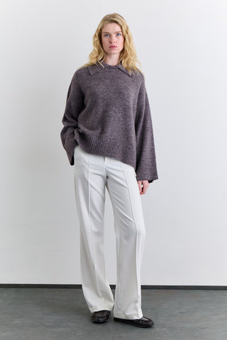 Wide Collar Oversized Sweater Damson