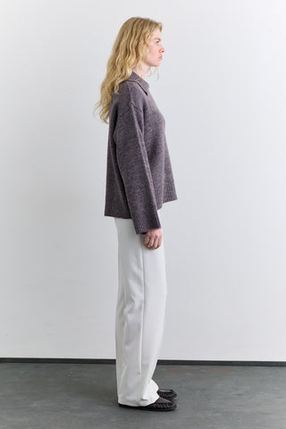 Wide Collar Oversized Sweater Damson