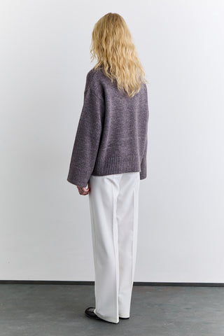 Wide Collar Oversized Sweater Damson