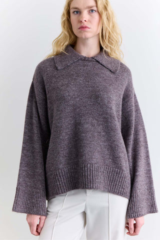Wide Collar Oversized Sweater Damson