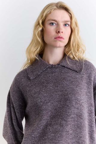 Wide Collar Oversized Sweater Damson