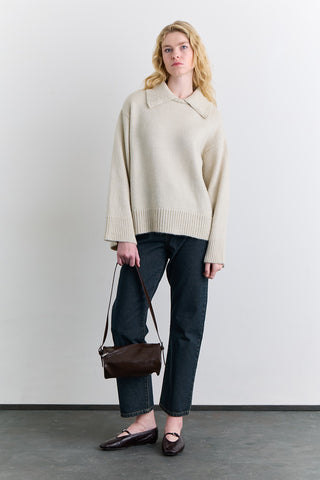 Wide Collar Oversized Sweater Stone