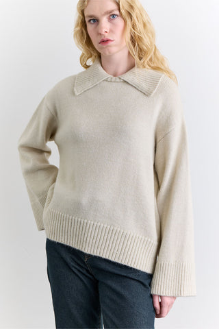 Wide Collar Oversized Sweater Stone