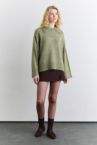 Wide Collar Oversized Sweater Green