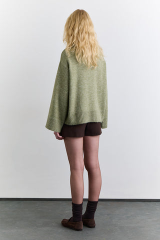 Wide Collar Oversized Sweater Green