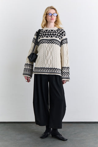 Nordic Pattern Sweater Ecru