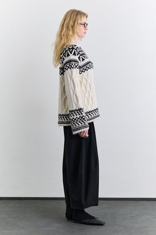 Nordic Pattern Sweater Ecru