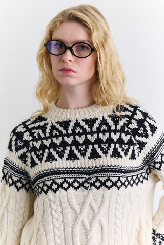 Nordic Pattern Sweater Ecru