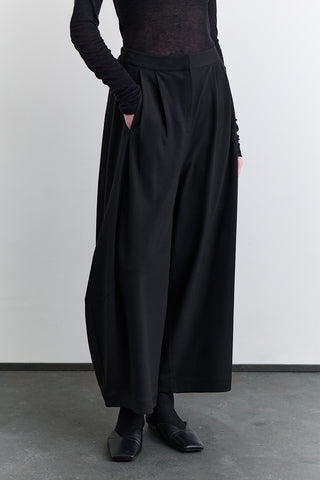 Balloon Leg Fabric Trousers Black