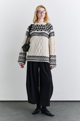 Balloon Leg Fabric Trousers Black