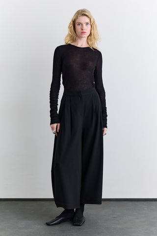 Balloon Leg Fabric Trousers Black