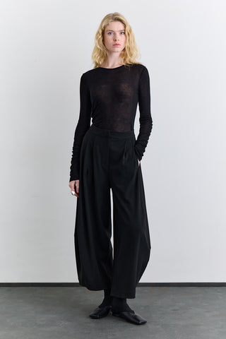 Balloon Leg Fabric Trousers Black