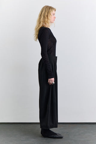 Balloon Leg Fabric Trousers Black