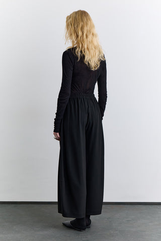 Balloon Leg Fabric Trousers Black