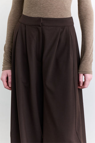 Balloon Leg Fabric Trousers Brown