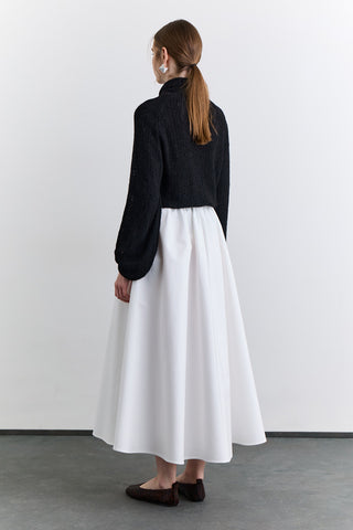 Tie Neck Pointelle Sweater Black