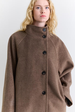 High Neck Double Breasted Coat Mink