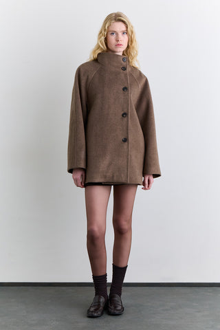 High Neck Double Breasted Coat Mink