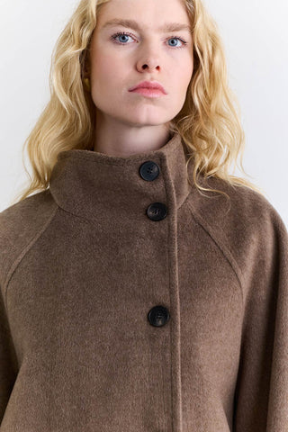 High Neck Double Breasted Coat Mink