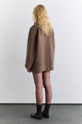 High Neck Double Breasted Coat Mink