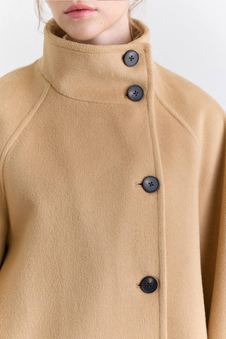 High Neck Double Breasted Coat Camel