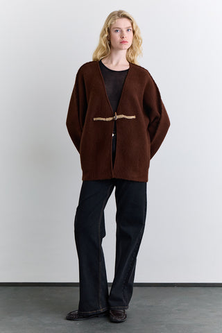 Norway Button Knit Cardigan Brown