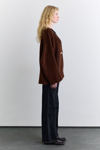 Norway Button Knit Cardigan Brown