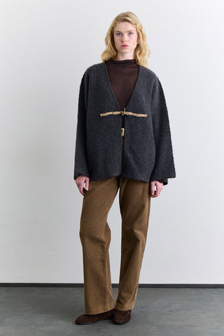 Norway Button Knit Cardigan Anthracite