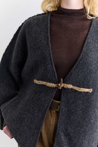 Norway Button Knit Cardigan Anthracite