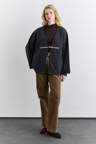 Norway Button Knit Cardigan Anthracite