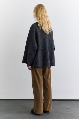 Norway Button Knit Cardigan Anthracite