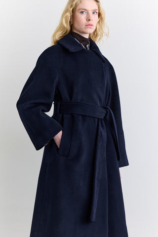 Plain Cachet Coat Navy Blue