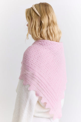 Open Knit Oversized Shawl Pink