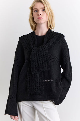 Soft Texture Collar Scarf Black