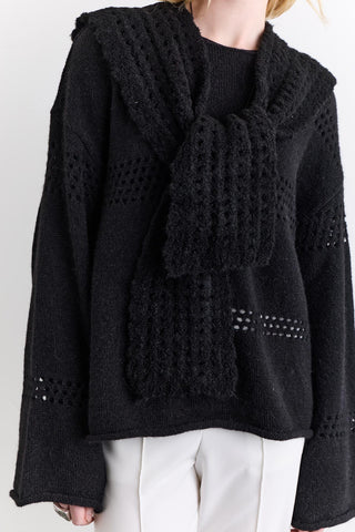 Soft Texture Collar Scarf Black