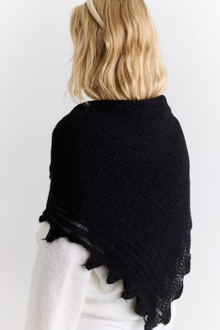 Open Knit Oversized Shawl Black