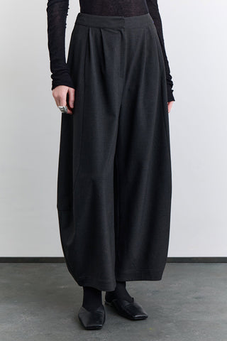 Balloon Leg Fabric Trousers Anthracite