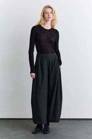 Balloon Leg Fabric Trousers Anthracite