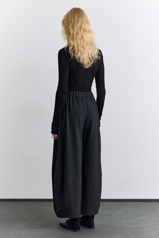 Balloon Leg Fabric Trousers Anthracite