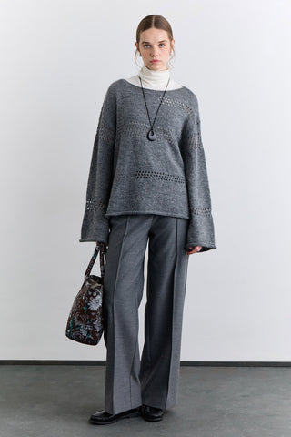Open Knit Sweater Grey