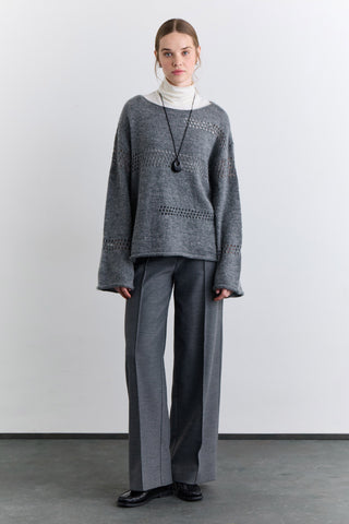 Open Knit Sweater Grey