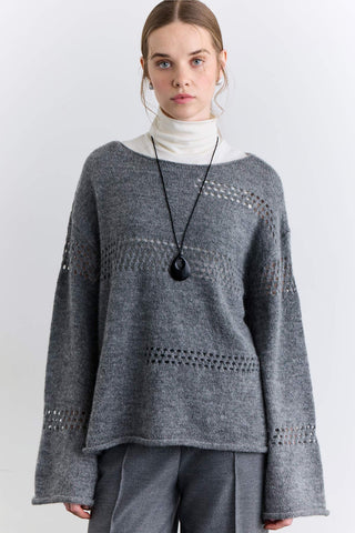 Open Knit Sweater Grey