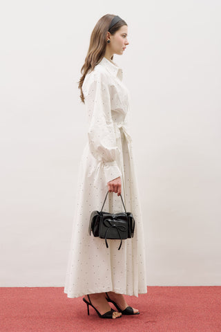 Enya Pleated Shirt Dress Polka Dot