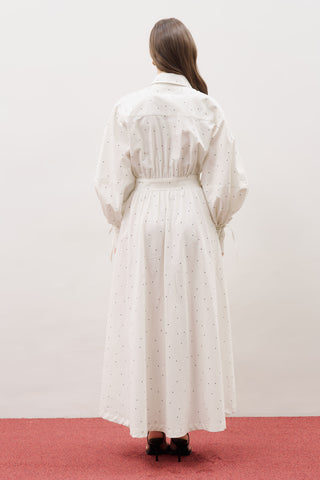 Enya Pleated Shirt Dress Polka Dot