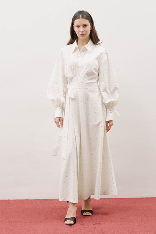 Enya Pleated Shirt Dress Polka Dot