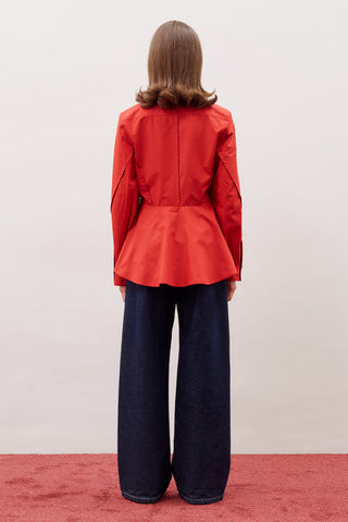 Fitted Peplum Shirt Red