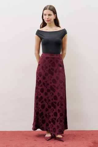 Jacquard Satin Skirt Burgundy