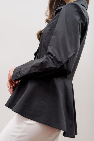 Fitted Peplum Shirt Black