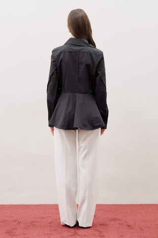 Fitted Peplum Shirt Black
