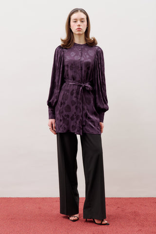 Jacquard Satin Shirt Purple